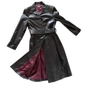 NEW Vestiment Italy Belted Dark Brown Lambskin Leather Trench Coat US Sz 6 EU 40